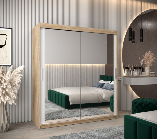 Šatní skříň Abi T3 Barva korpusu: Dub Sonoma, Rozměry: 180 cm, Dveře: Bílá