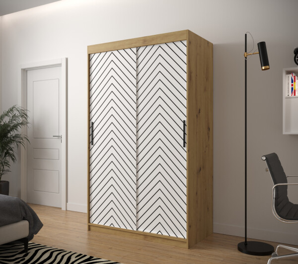 Šatní skříň Abi Jodelka 1 Barva korpusu: Dub artisan, Rozměry: 120 cm, Dveře: Bílá mat