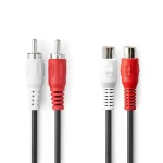 Nedis Stereo Audio kabel 2x RCA (M) - 2x RCA (F) 10.0 m černá (CAGL24205BK100)