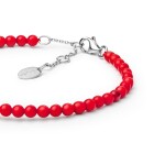 Náramek Nania - korál, sladkovodní perla, stříbro 925/1000, Červená 17,5 cm + 3 cm (prodloužení)