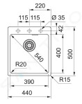 FRANKE - Maris Fragranitový dřez MRG 610-39 FTL, 440x500 mm, kašmír 114.0661.449