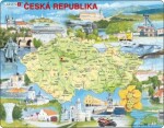 Puzzle MAXI - Mapa Česko atraktivní místa/77 dílků - Larsen