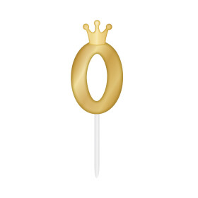 SVÍČKA zlatá s korunkou ČÍSLO 0 - Albi