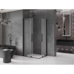 MEXEN/S - Velar Duo sprchový kout, posuvné dveře 100 x 90 cm, dekor, černá 871-100-090-32-70