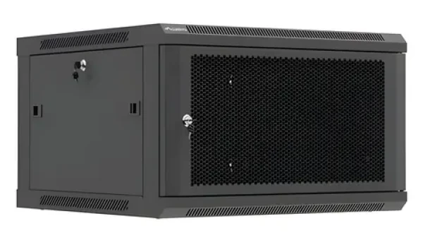 Lanberg nástěnný rozvaděč 19" 6U 600×600 černá / Nástěnný rozvaděč / Perforované dveře / Flat pack (WF01-6606-23B)