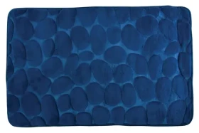 MSV PEBBLES koupelnová předložka 40 x 60 cm tmavě modrá / polyester, PU pěna / protiskluzová
