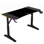 Pevný herní stůl 120x60cm, RGB LED, výběr výšky, melamin, carbon, LT-H1212 BK