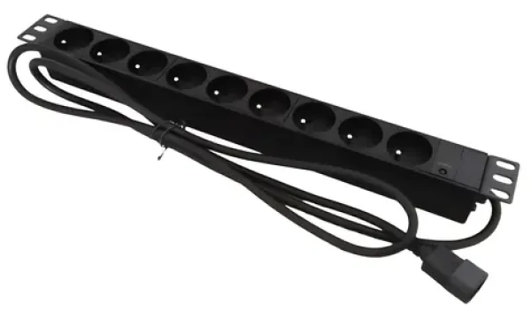 19" rozvodný panel 9x CEE 7/5 C20 / Rozvodný panel / 9x zásuvka CEE 7/5 / Konektor C20 (PZ09UC20)