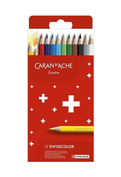 Caran D'ache Swisscolor permanentní pastelky 12 barev, kartonová