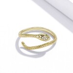 Stříbrný prsten Graceful Snake Gold, stříbro 925/1000, had, nastavitelná Zlatá
