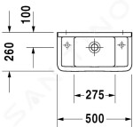 DURAVIT - Starck 3 Umývátko 500x260 mm, bez otvoru pro baterii, s WonderGliss, bílá 07515000001