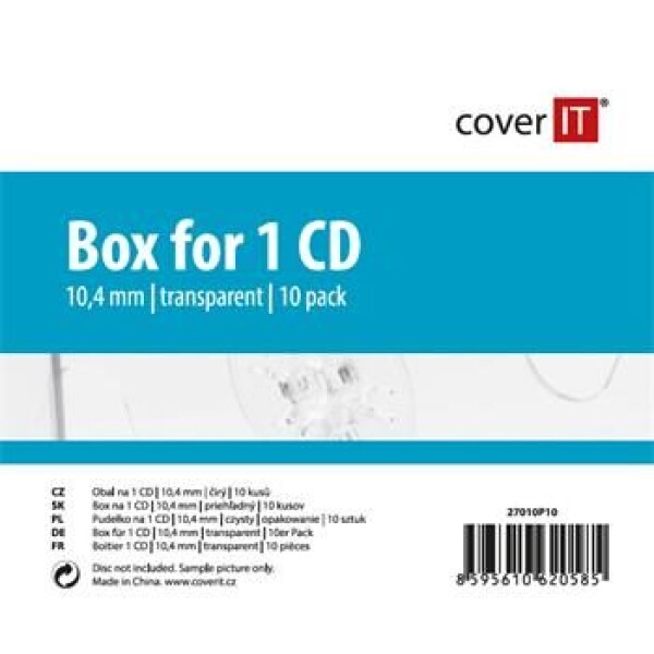 Cover It 1 CD 10mm jewel box + tray čirý 10ks/bal 27010P10