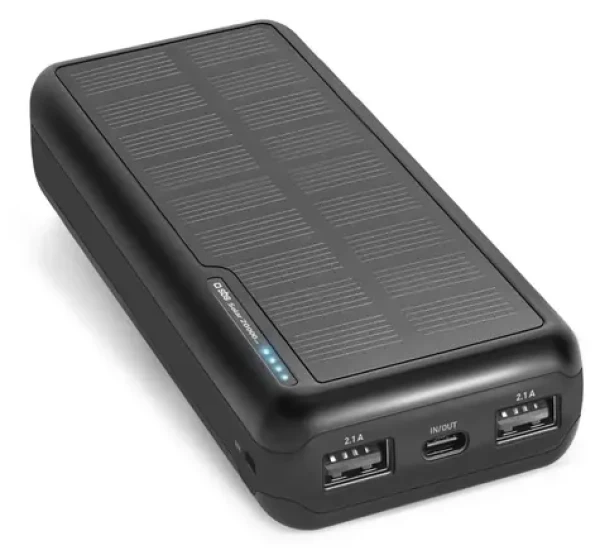 SBS PowerBank 20 000 mAh černá / Powerbanka / 10 W / Solární panel / USB-C, 2x USB-A