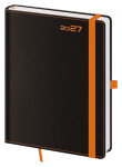 Týdenní diář 2027 Helma B6 Black Orange s poutkem