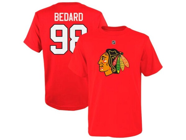 Outerstuff Dětské Tričko Connor Bedard Chicago Blackhawks Flat Name Number Ctn Tee Velikost: Dětské let)