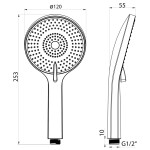 SAPHO - Ruční masážní sprcha, 3 režimy sprchování, silikon trysky, průměr 120, ABS/gun metal SK879GM