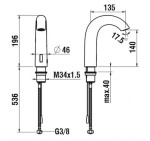 Laufen - Curvetronic Elektronická umyvadlová baterie, bez směšovače, bateriové napájení, kartáčovaná ocel HF707154423060