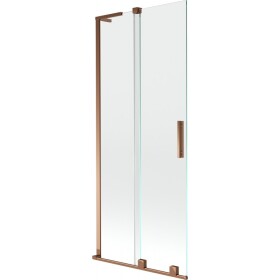 MEXEN/S - Velar L dvoukřídlá posuvná vanová zástěna 85 x 150, transparent, růžové zlato 896-085-003-01-60