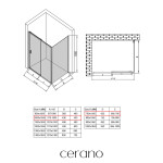 CERANO - Sprchový kout Varone LINE L/P - 6 mm - černá matná, grafitové sklo - 100x70x195 - posuvný CER-8050BD7212
