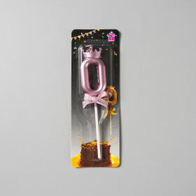 Dortová svíčka s "korunkou" ružovo-zlatá č.0