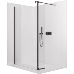 CERANO - Přídavný otočný panel ke sprchové zástěně Onyx - 8 mm - černá matná, transparentní sklo - 30x200 CER-537352