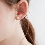 Náušnice s 8 mm bílou perlou Cinzia Gold - chirurgická ocel, Zlatá Bílá