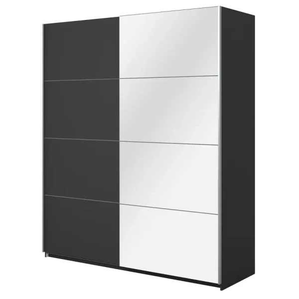 Skříň 180 cm Beta 56 černá/zrcadlo