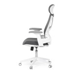 Židle kancelářská, tmavě šedá síťovina MESH, bílý plast, plastový kříž