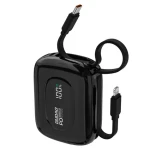 Dudao K32 10000mAh černá / Powerbanka / s vestavěným kabelem / USB-C / Lightning / 22.5W