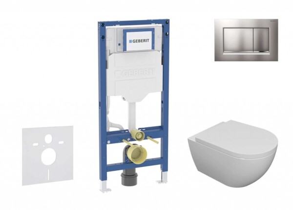 GEBERIT - Duofix Set předstěnové instalace, klozetu Oudee a sedátka softclose, tlačítko Sigma30, lakovaný chrom mat/chrom SANI11CA1102B