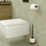 Nimco Kibo černá mat sada k WC, WC štětka s keramickým držákem na zeď a držák toaletního papíru Ki-set-94KN-90 Ki-set-94KN-90