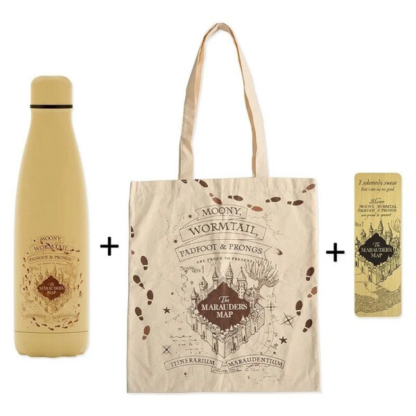 Harry Potter Dárkový set - Pobertův plánek (Láhev, taška, záložka)