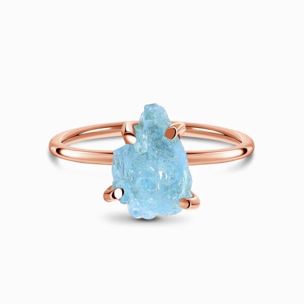 Royal Fashion prsten 14k zlato Vermeil GU-DR15849R-ROSEGOLD-AQUAMARINE Velikost: 10 (EU: 61-63)