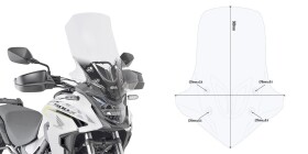 D1171St plexi čiré Honda CB 500 X (19-23), vxš580x450 mm, o 150 mm vyšší než originál