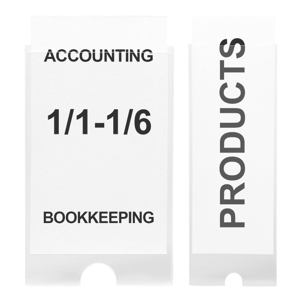 Djois kapsa na hřbetní štítek pořadače, 55 x 150 mm, s papír. štítkem, transparentní, 6 ks