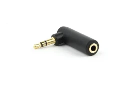 Gembird audio adaptér jack 3.5mm (M) na jack 3.5 mm (F) / pravý úhel / černá (A-3.5M-3.5FL)