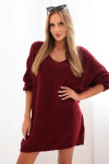 Dámská sukni Plus Size vlněná s výstřihem do V bordová UNI