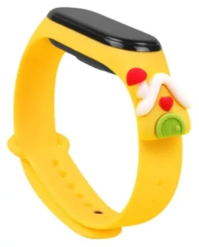 Hurtel Strap Xmas žlutá / Řemínek / Xiaomi Mi Band 5/6 / s domečkem