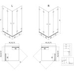 MEXEN/S - Lunar-F Duo sprchový kout skládací dveře 90 x 80, transparent, nikl kartáčovaný 836-090L-080P-97-00