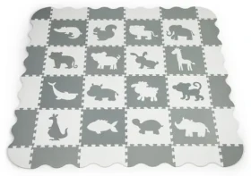 ECOTOYS Pěnové puzzle Zvířata šedá-bílá SX s okraji / od 3 let (ECOEVA001)