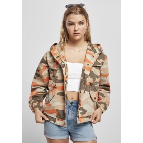 Dámská oversized bunda Camo Parka cihlovou maskou