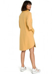 B089 Asymetrické šaty rolovaným výstřihem žluté EU