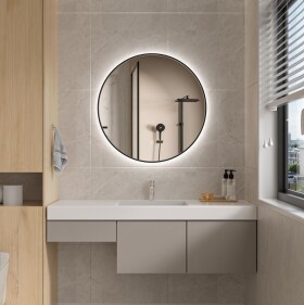 Erga Emma, kulaté LED zrcadlo 70cm, černý kovový rám, 1610 lm, 6500K, zadní osvětlení, ERG-V01-201-7070-BK