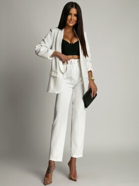 Dámský elegantní komplet sako + kalhoty - bílá