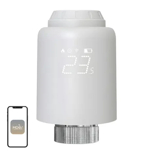 Moes ZTRV-PJ-601-MS bílá / Termostatická hlavice / ZigBee / LED displej (ZTRV-PJ-601-MS)