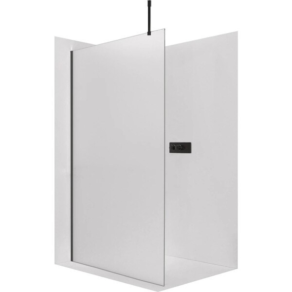 CERANO Sprchová zástěna Walk-in Onyx Top Cube L/P - 8 mm - hranatá vzpěra - černá matná, mléčné sklo - 110x200 cm