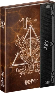 NOTIQUE Týdenní magnetický diář Harry Potter – Relikvie smrti 2027 / Diář / 11 × 16 cm / Magnetické uzavírání