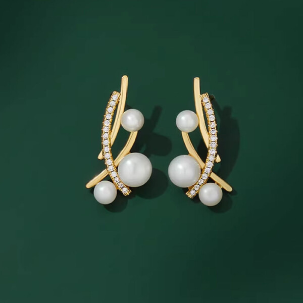 Náušnice s perlami Georgette, Zlatá Bílá