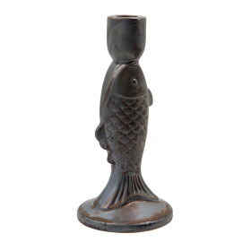 House Doctor Keramický svícen Rio Metallic black, černá barva, keramika