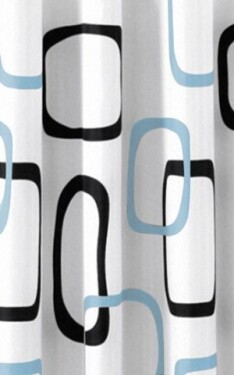 AQUALINE - Sprchový závěs 180x200cm, polyester, bílá/černá/modrá ZP004